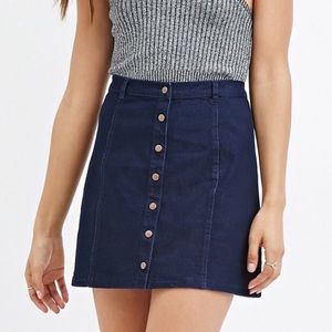 Button down denim skirt